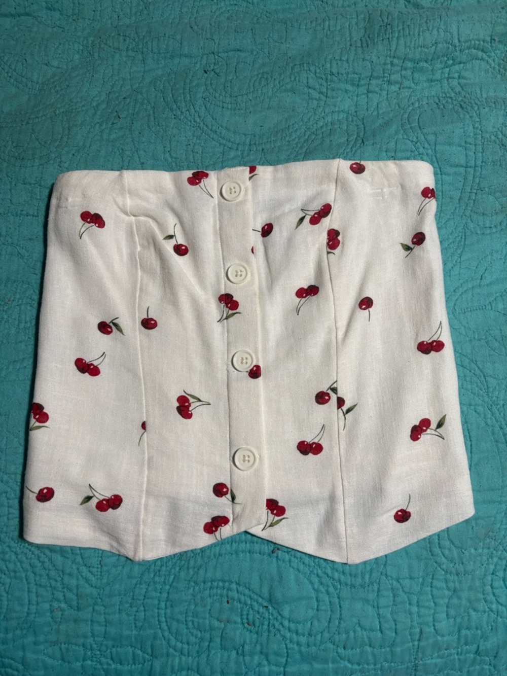 Abercrombie & Fitch White Cherry Button-Front Crop Top - NWOT